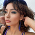 Long Bead Fringe Earrings in Blue Hot Leopard